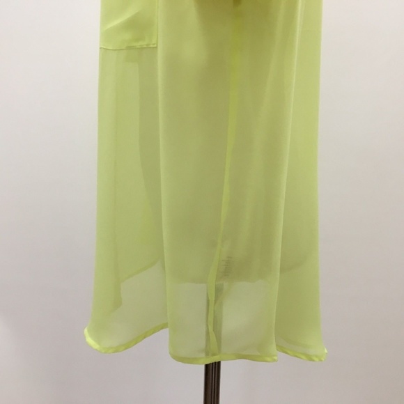 Decree Neon Yellow Sheer Button Down Long Sleeve - Picture 3 of 7
